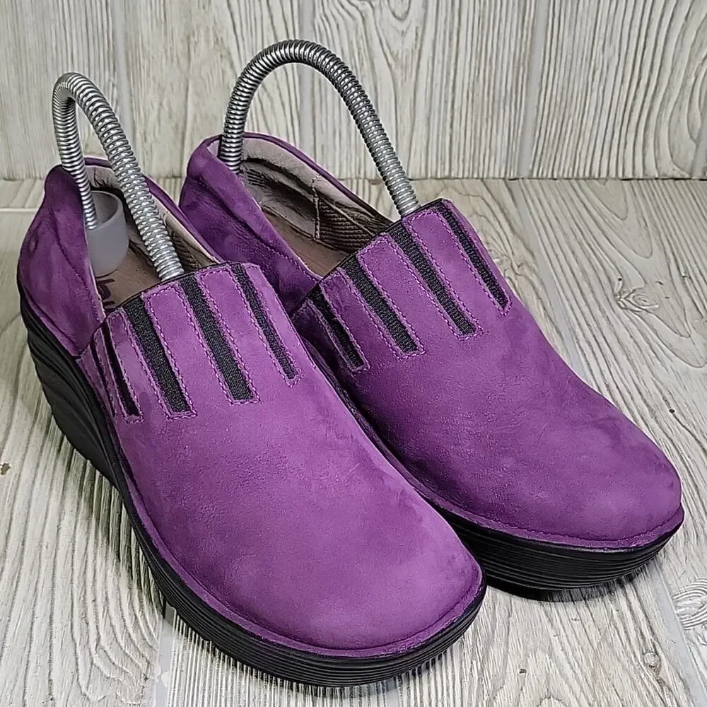Bionica Purple Leather Wedge Clogs Womens Size 7 - Picture 9 of 13